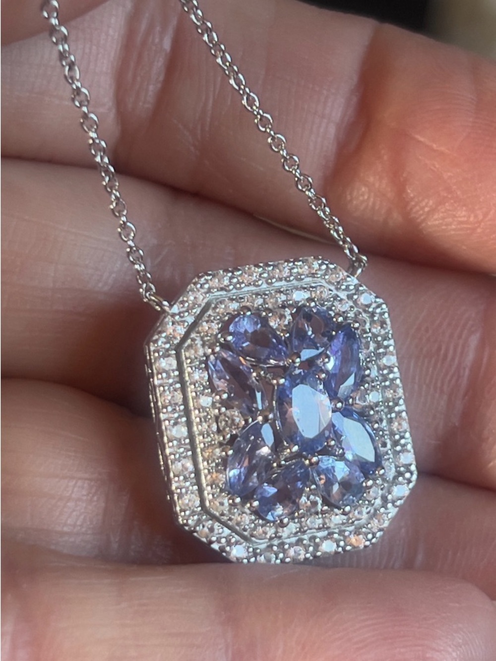 TANZANITE Marquis/Pear/Oval Pendant Necklace Sterling Silver 925 Stamped NWT - Picture 6 of 16